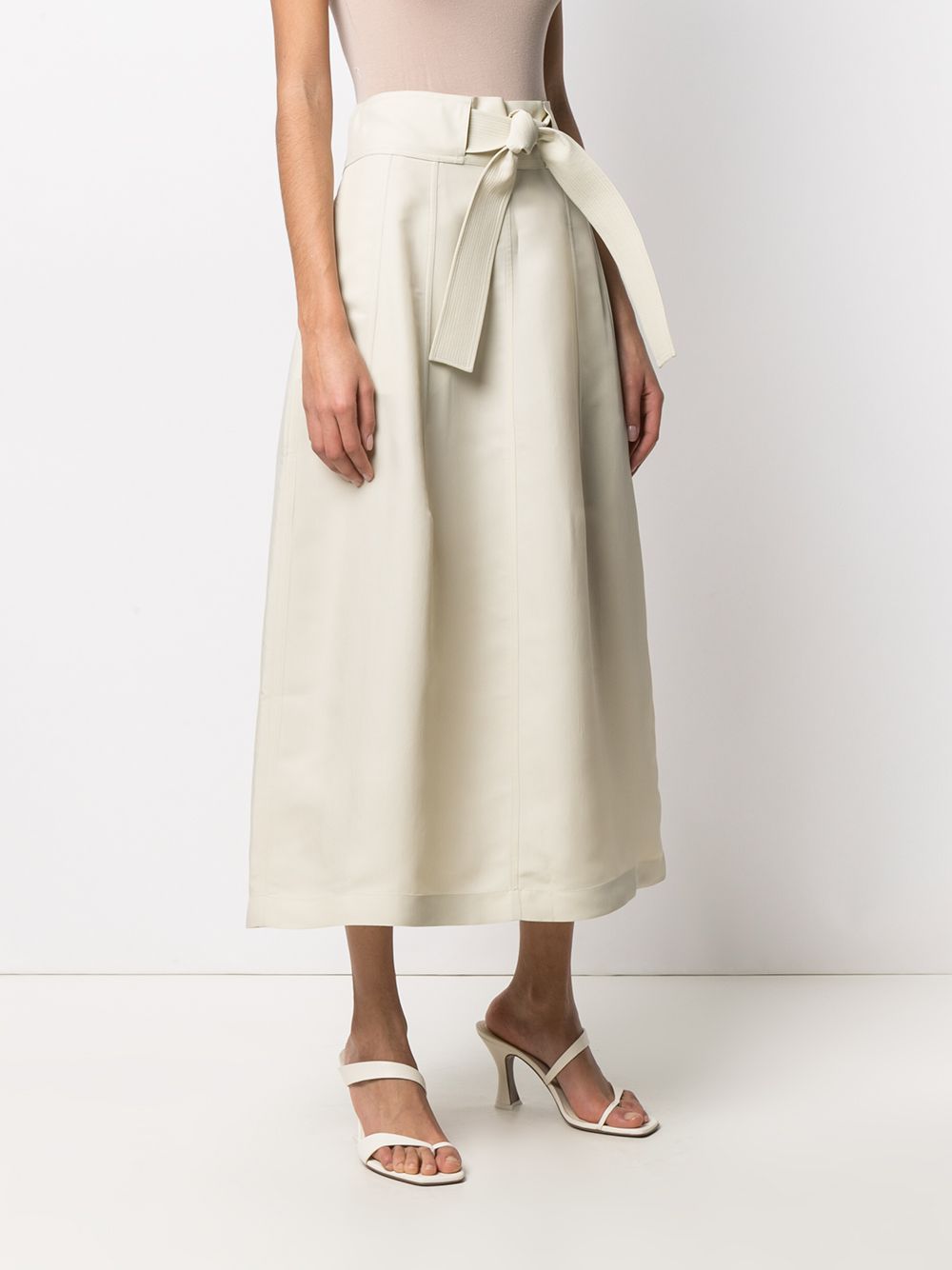 Shop Jil Sander Belted A-line Skirt In Neutrals