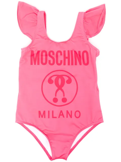 Moschino Kids ruffle logo print swimsuit