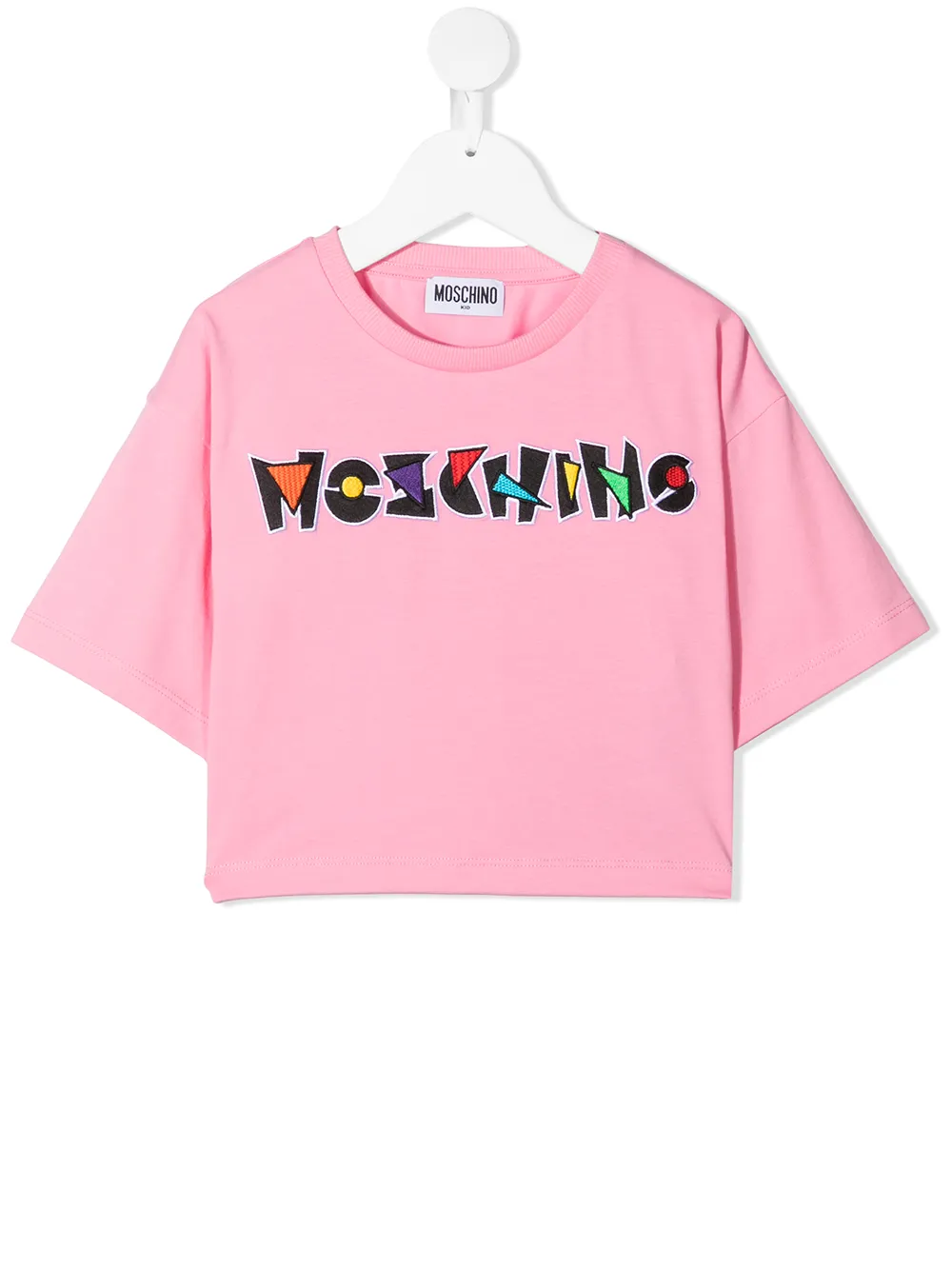 фото Moschino kids укороченная футболка с вышитым логотипом