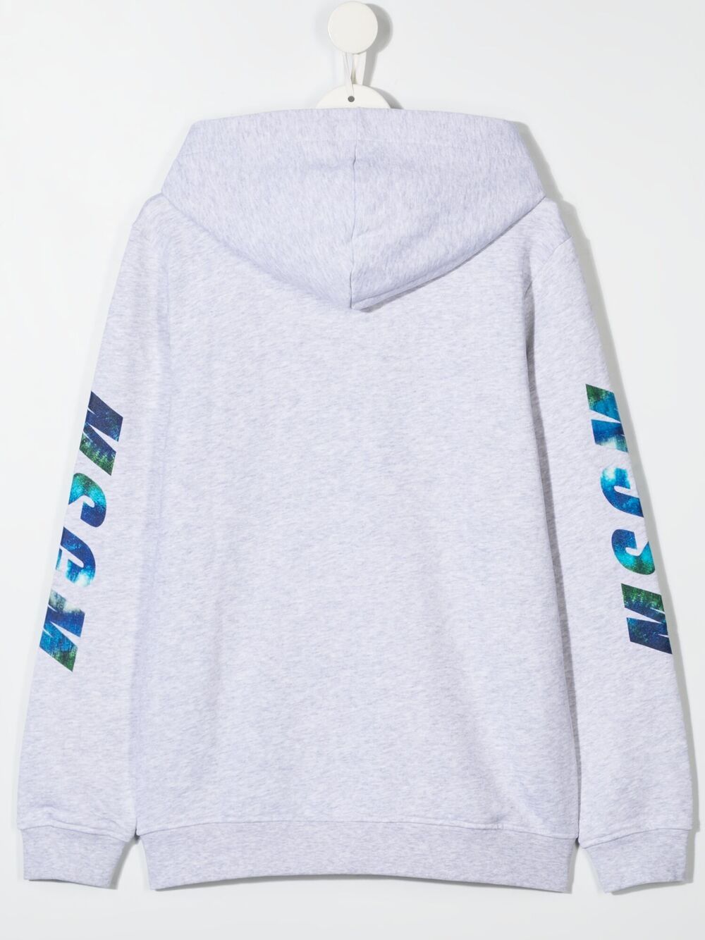 Shop Msgm Logo Print Zip-up Hoodie In Grey