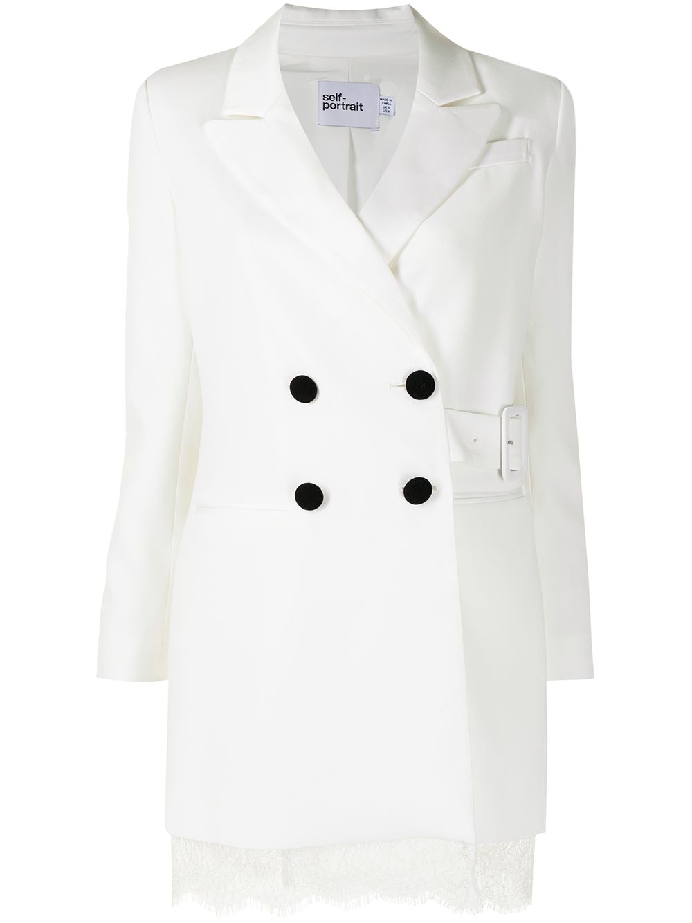 Shop Self-portrait Double-breasted Blazer Dress In White