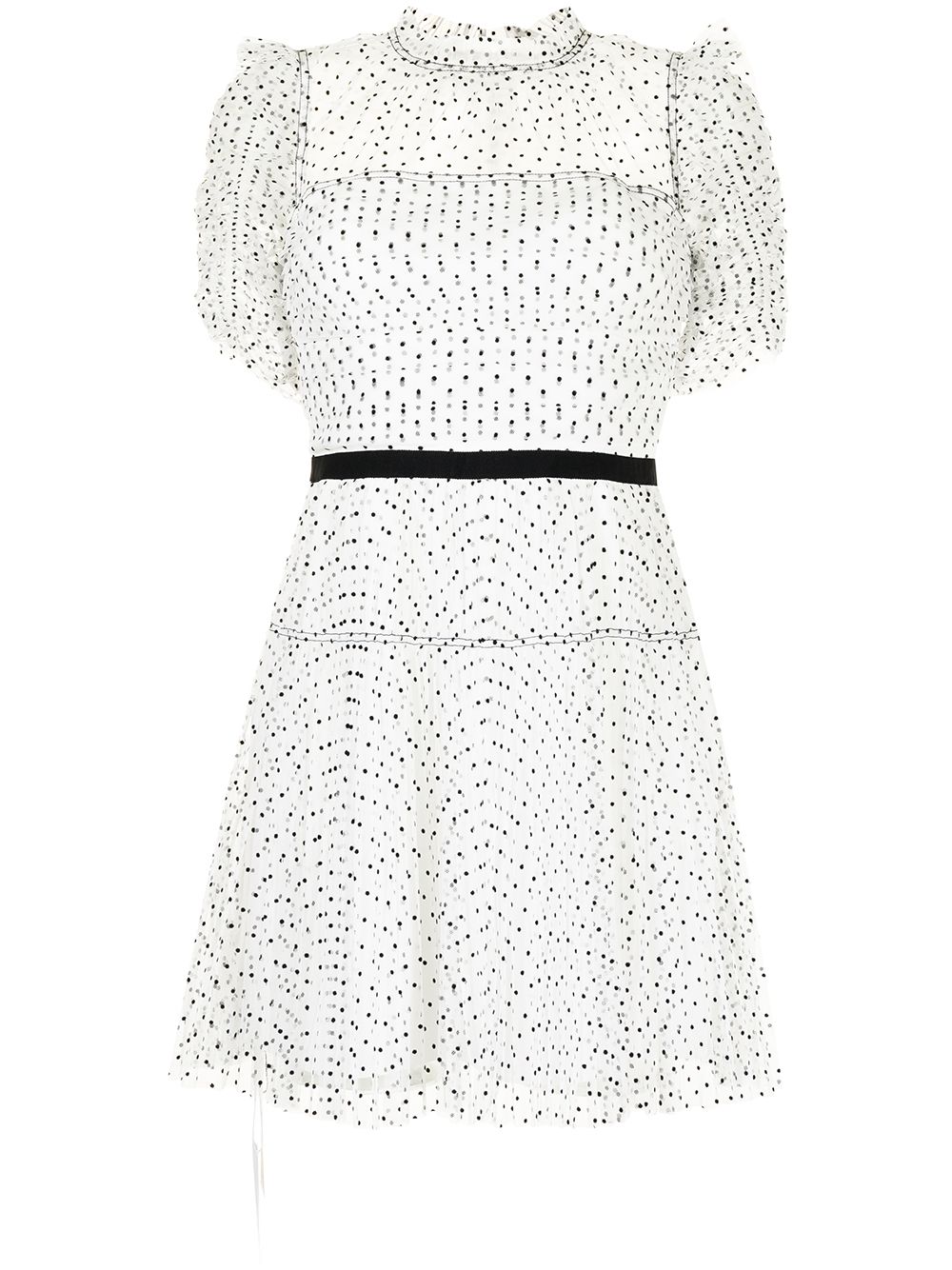 Self-portrait Polka Dot-print Tulle Dress In White