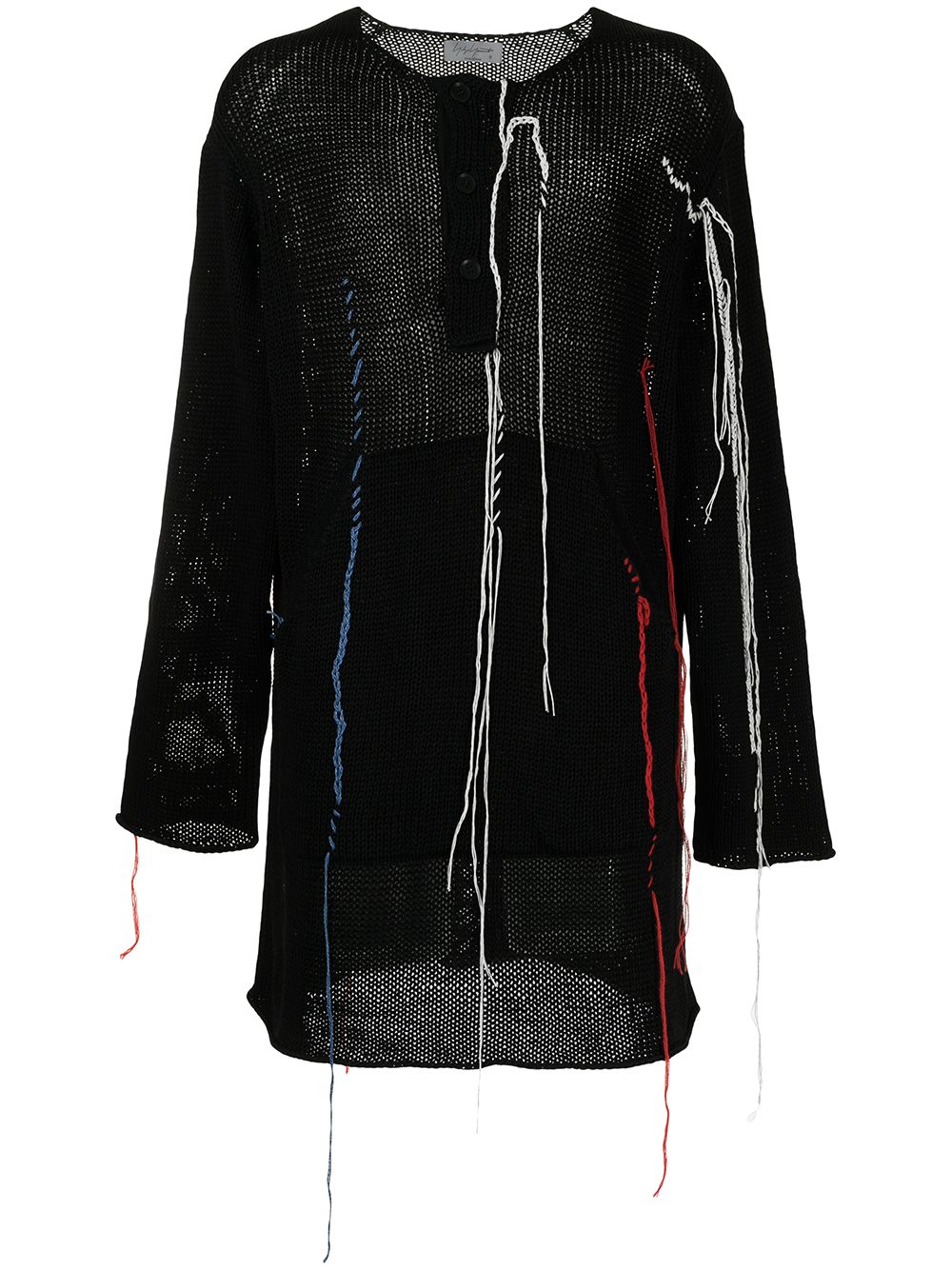Yohji Yamamoto Longline Decorative-stitching Jumper In Black