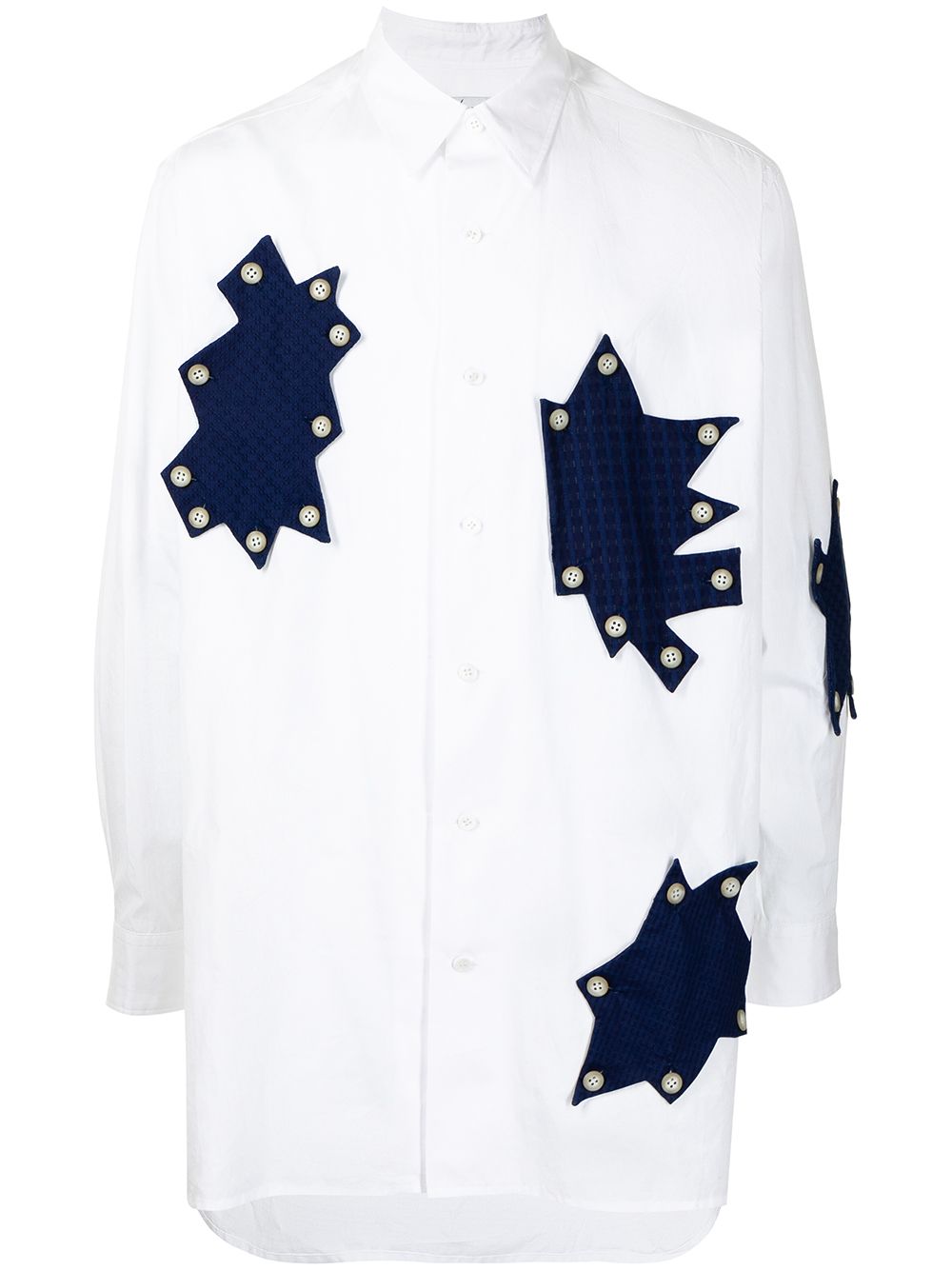 Yohji Yamamoto Patch-detailed Cotton Shirt In White