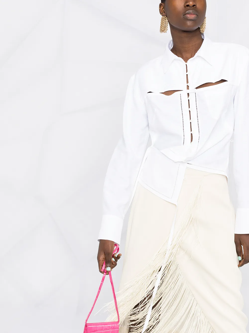 фото Jacquemus рубашка la chemise nappe с вырезами