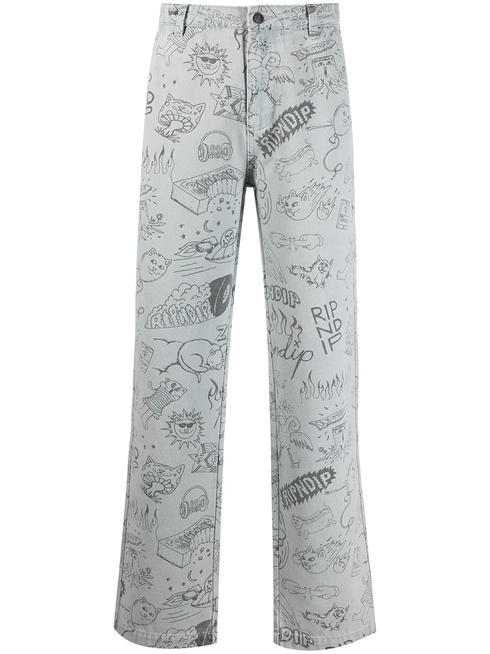 

Ripndip light-wash cartoon print trousers - Blue