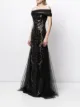 Tadashi Shoji Melek sequin-embroidered tulle gown