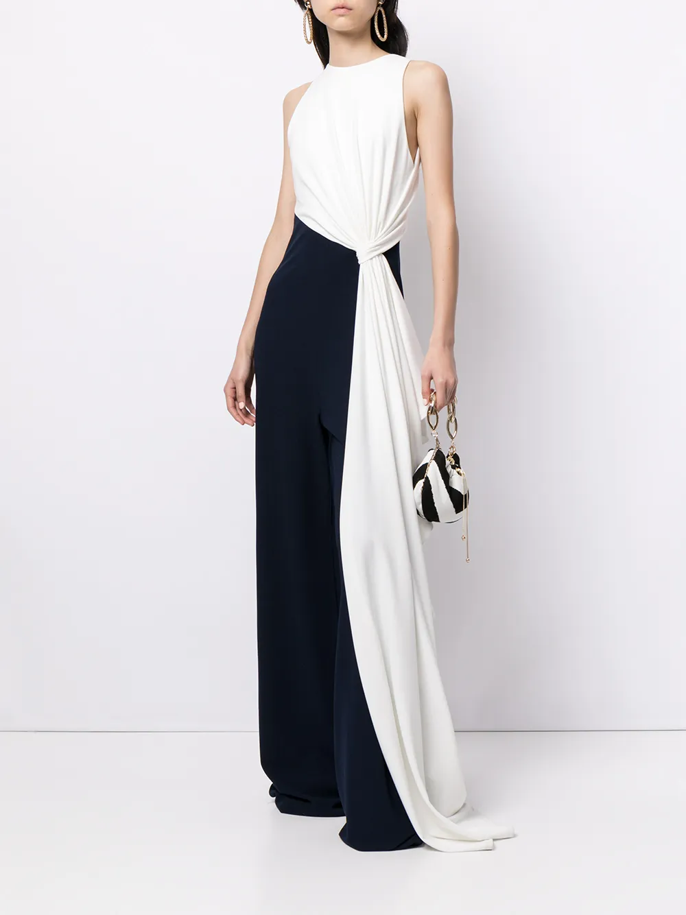 фото Tadashi shoji драпированный комбинезон crosby в стиле колор-блок
