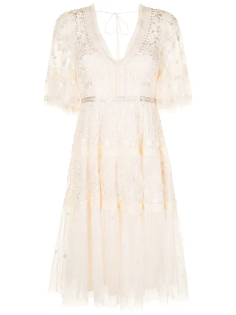 Needle & Thread floral-embroidered A-line dress