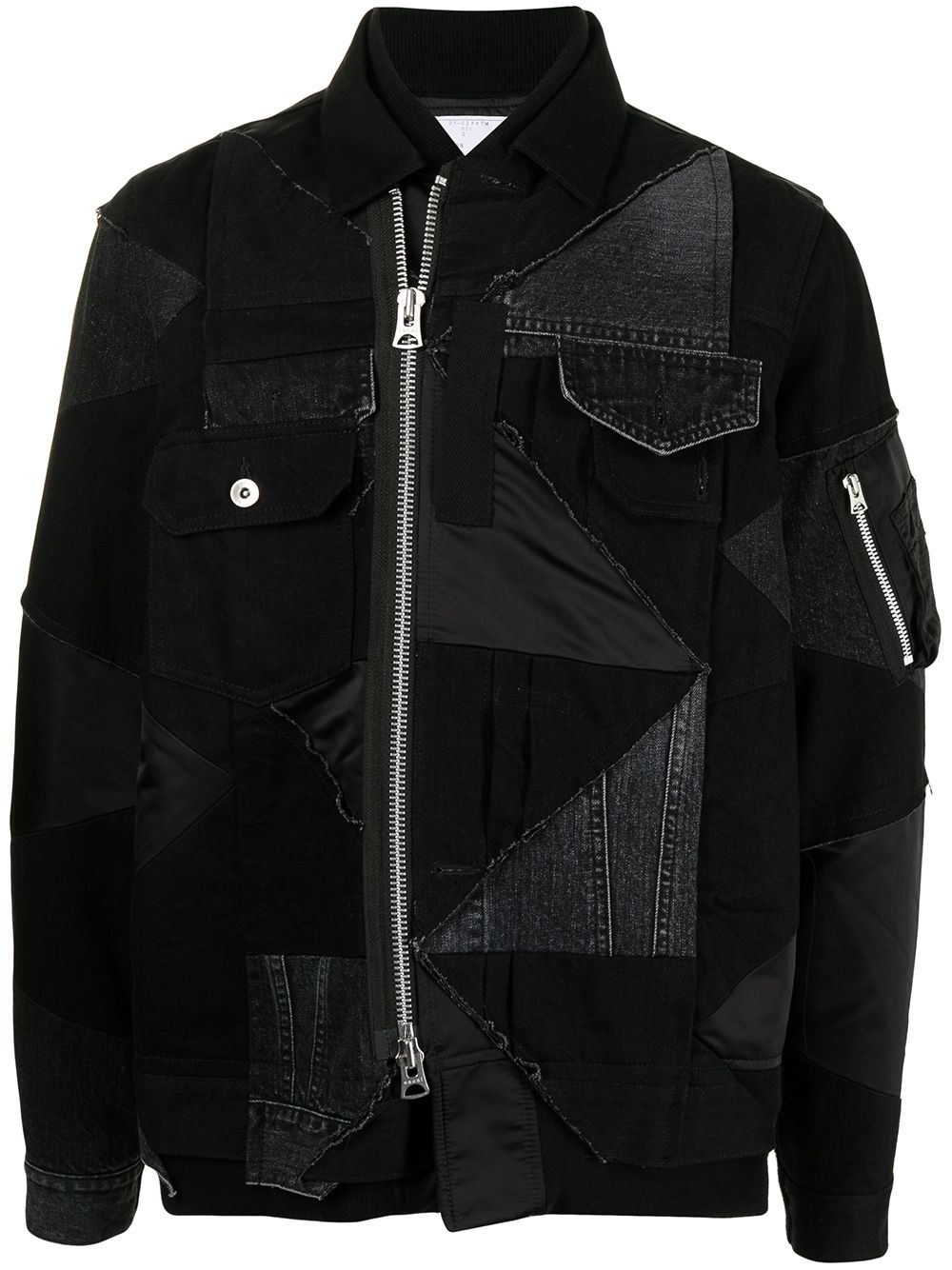 Sacai Contrast-panel Zipped Jacket In Black