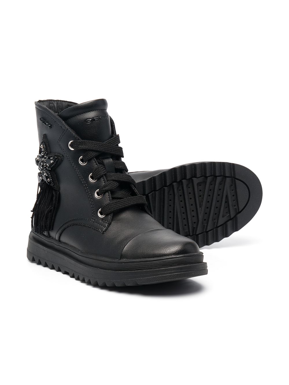 Shop Geox Star-patch Ankle-length Boots In Black