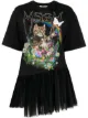 Image 1 of MSGM cat-print tulle-trim T-shirt