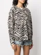 Nude zebra-print collarless shirt