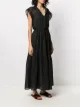 Nude button-up linen maxi dress
