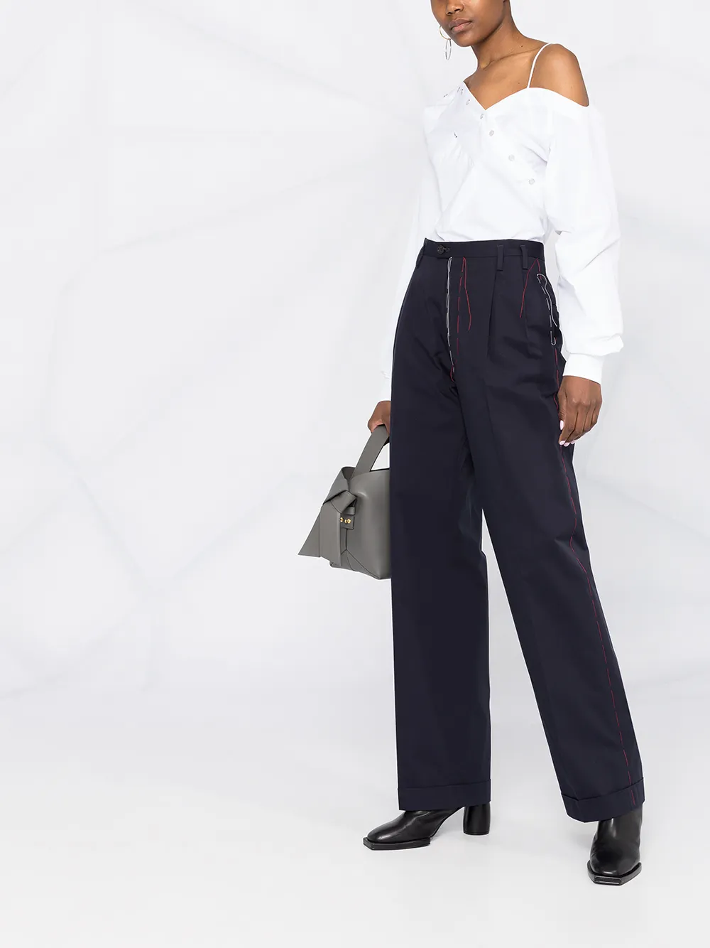 фото Maison margiela джинсы прямого кроя с контрастной строчкой