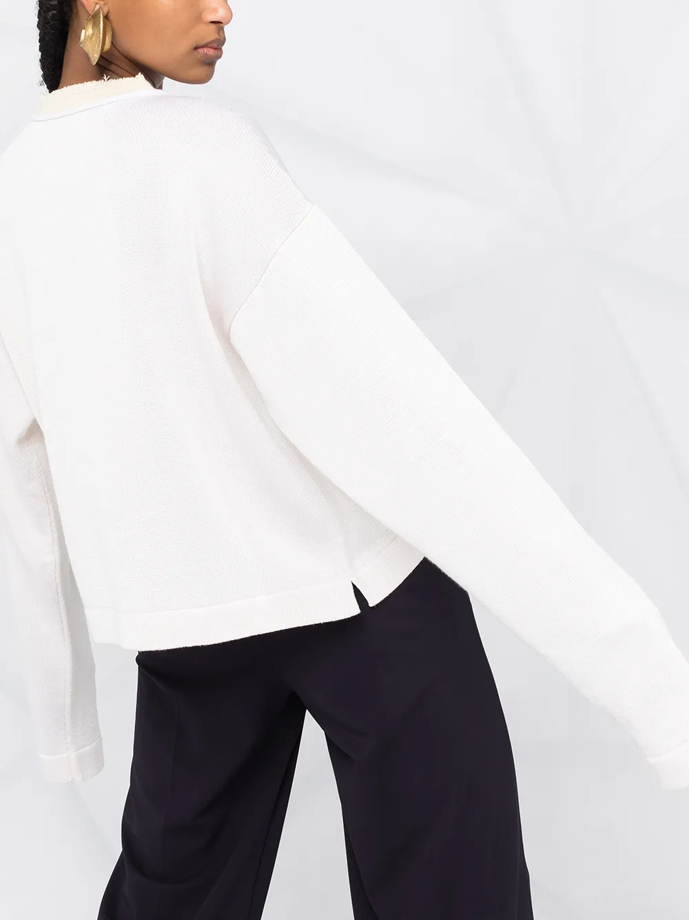 Jil Sander Knitted Round Neck Top In Neutrals