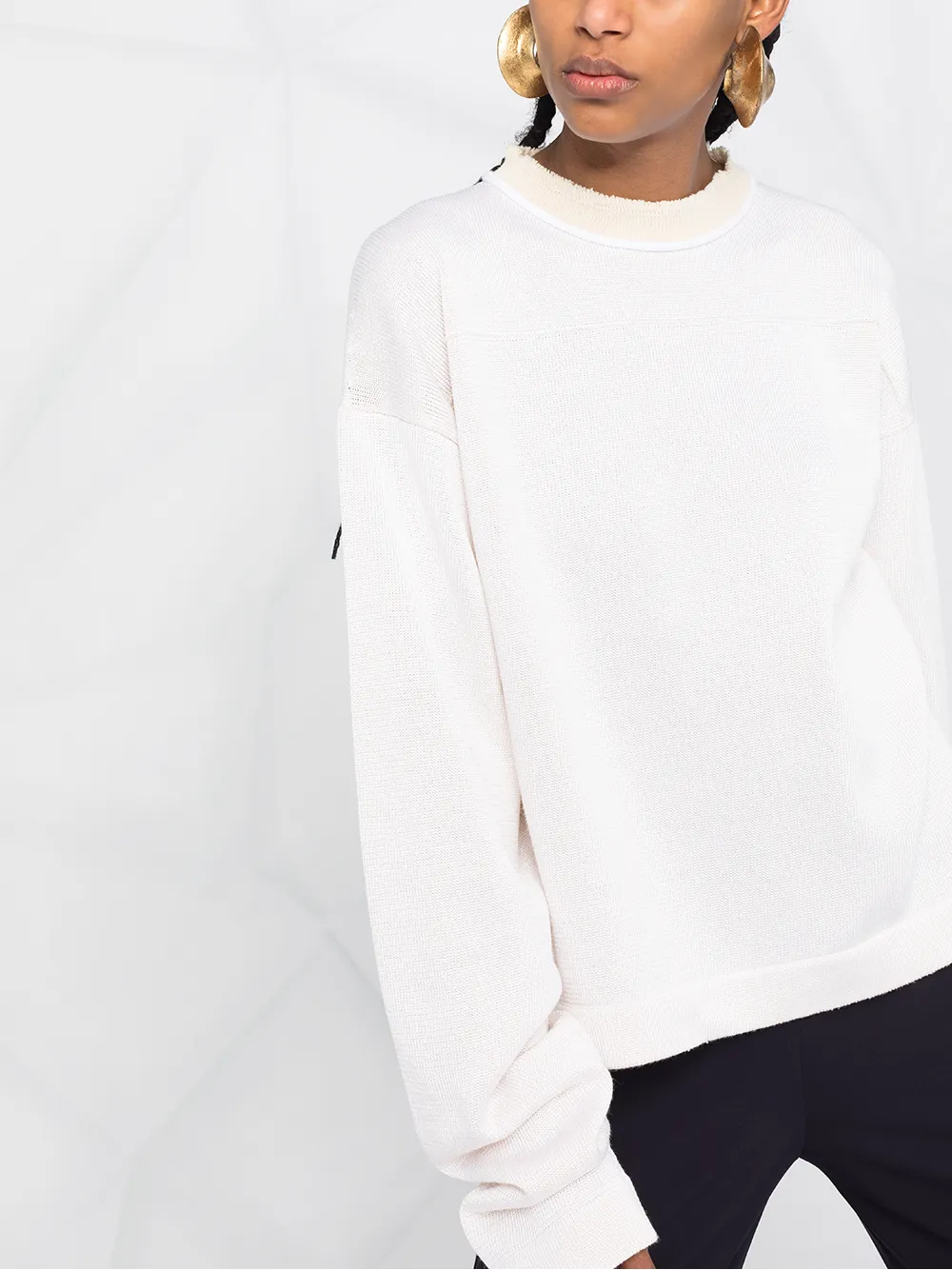 Jil Sander Knitted Round Neck Top In Neutrals