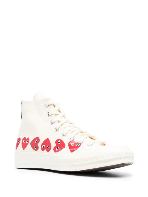 Comme Des Garcons Play x Converse Chuck 70 Hi Multi Hearts White Sneakers Neutrals FARFETCH