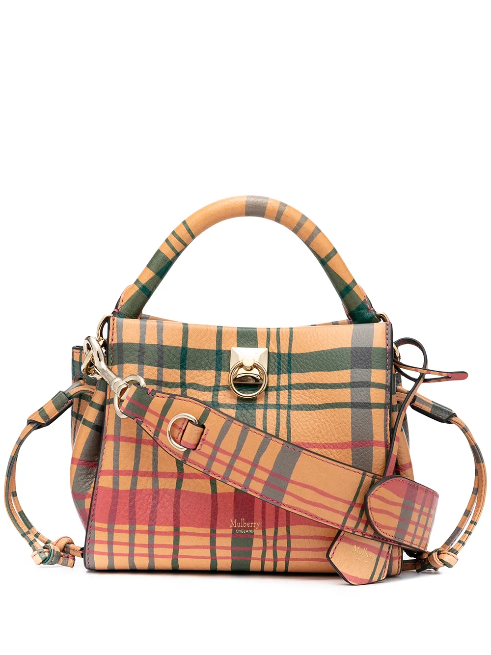 фото Mulberry клетчатая сумка-тоут iris размера мини