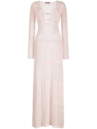Elisabetta Franchi Crochet Maxi Beach Dress Pink Am11m11e2 Farfetch