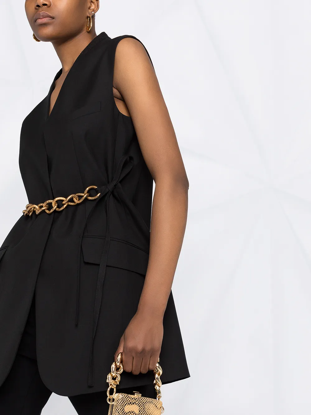 Givenchy Chain-link Belt Vest Jacket In Black