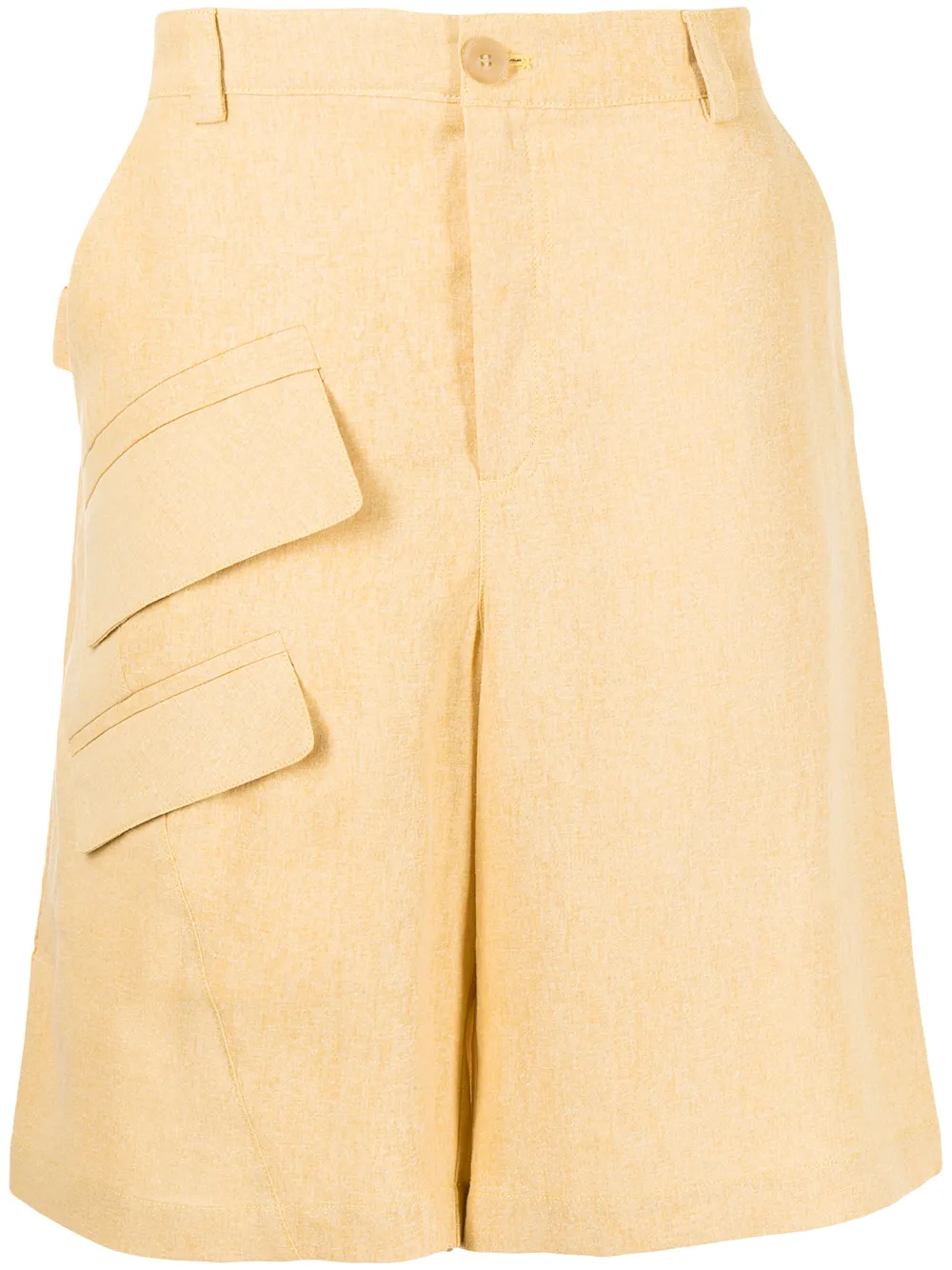 Click to view more detailed imagery on our partner's website Jacquemus Colza Bermuda Shorts In Beige Linen Blend In Yellow