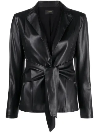 LIU JO Faux Leather tie-waist Blazer 