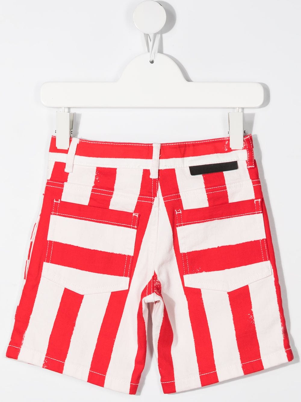 Shop Stella Mccartney Striped Denim Shorts In Red