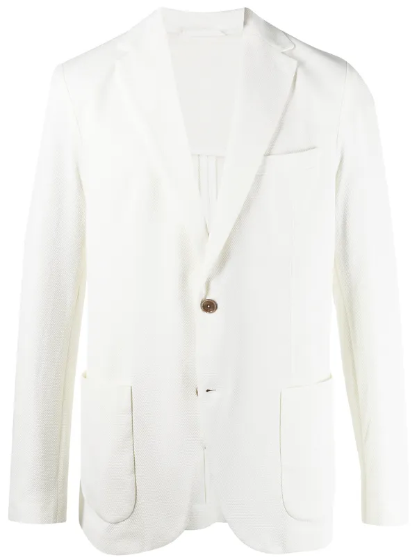 white textured blazer
