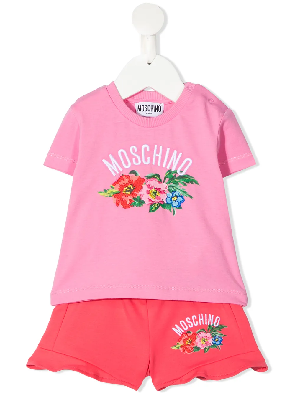 фото Moschino kids спортивный костюм с цветочным принтом и логотипом