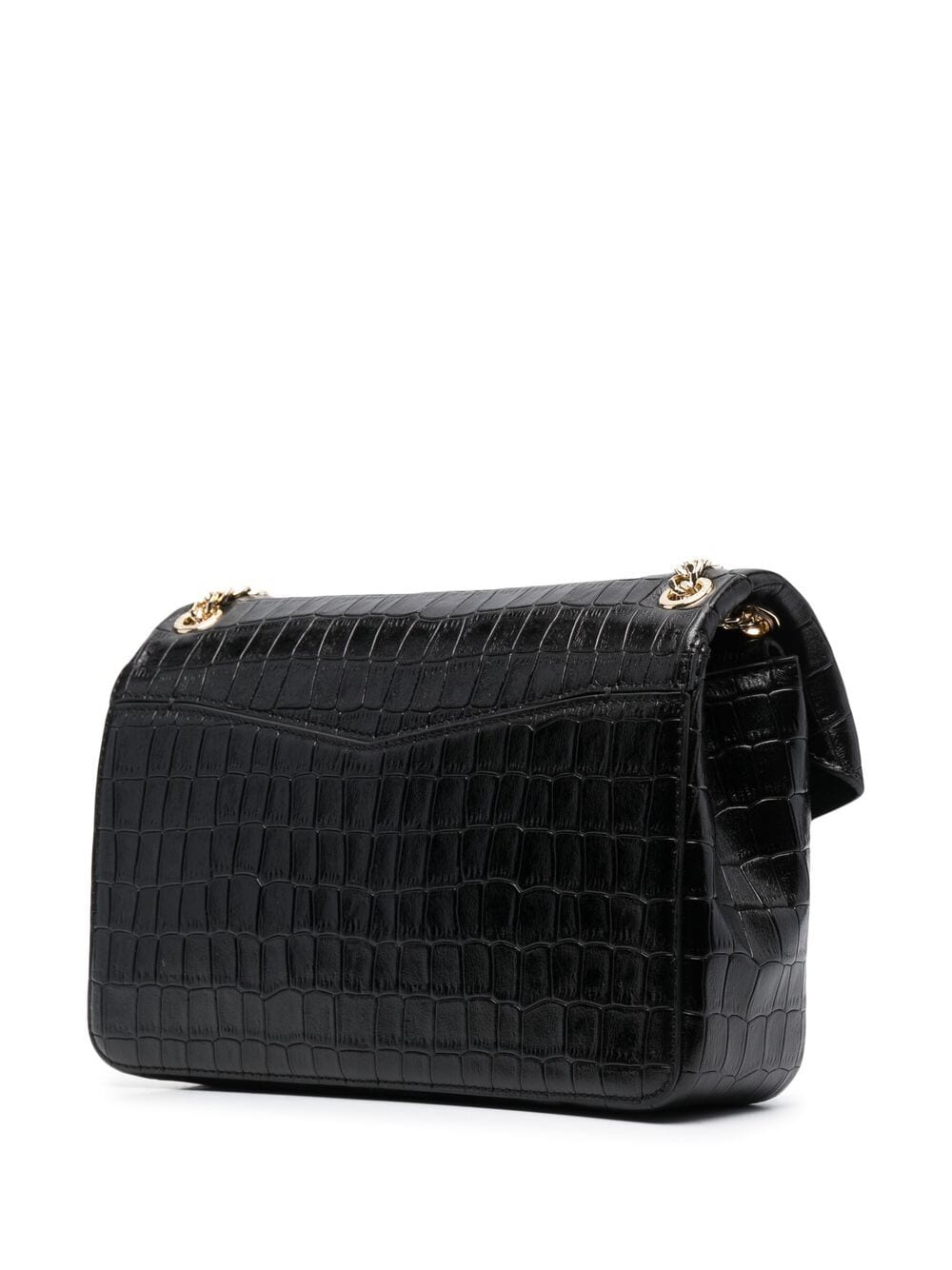 Shop Sandro Yza Crocodile-effect Crossbody Bag In Black
