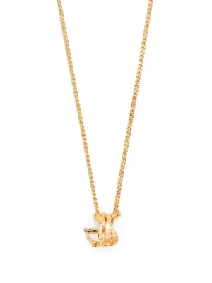 Saint Laurent Crystal Heart Clover Enamel Necklace - Farfetch