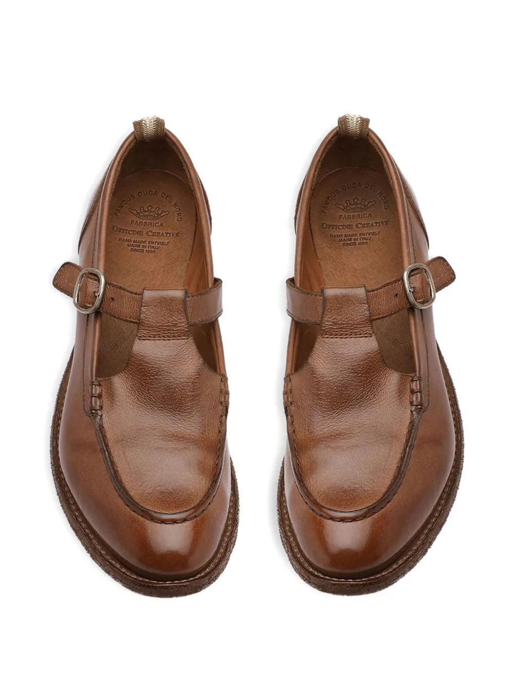 Officine Creative Buckled Leather Loafers In Brown