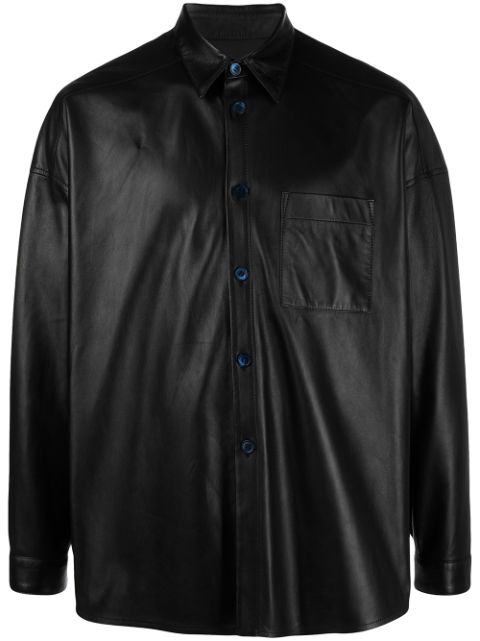 Marni chest pocket-detail leather shirt Men