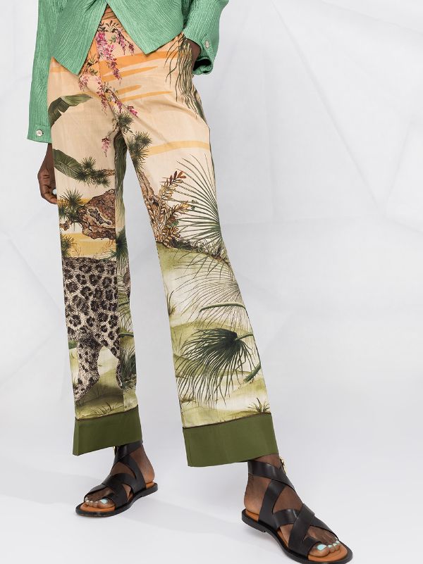 F.R.S For Restless Sleepers Jungle silk-blend Palazzo Trousers