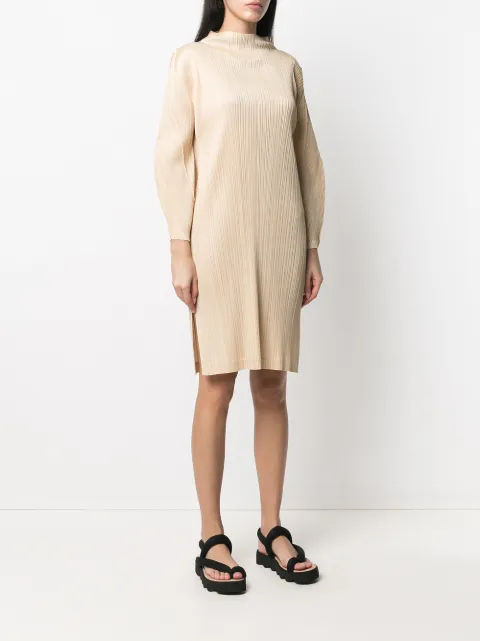 Shop Pleats Please Issey Miyake mock-neck pleated dress with Express Delivery - Farfetch