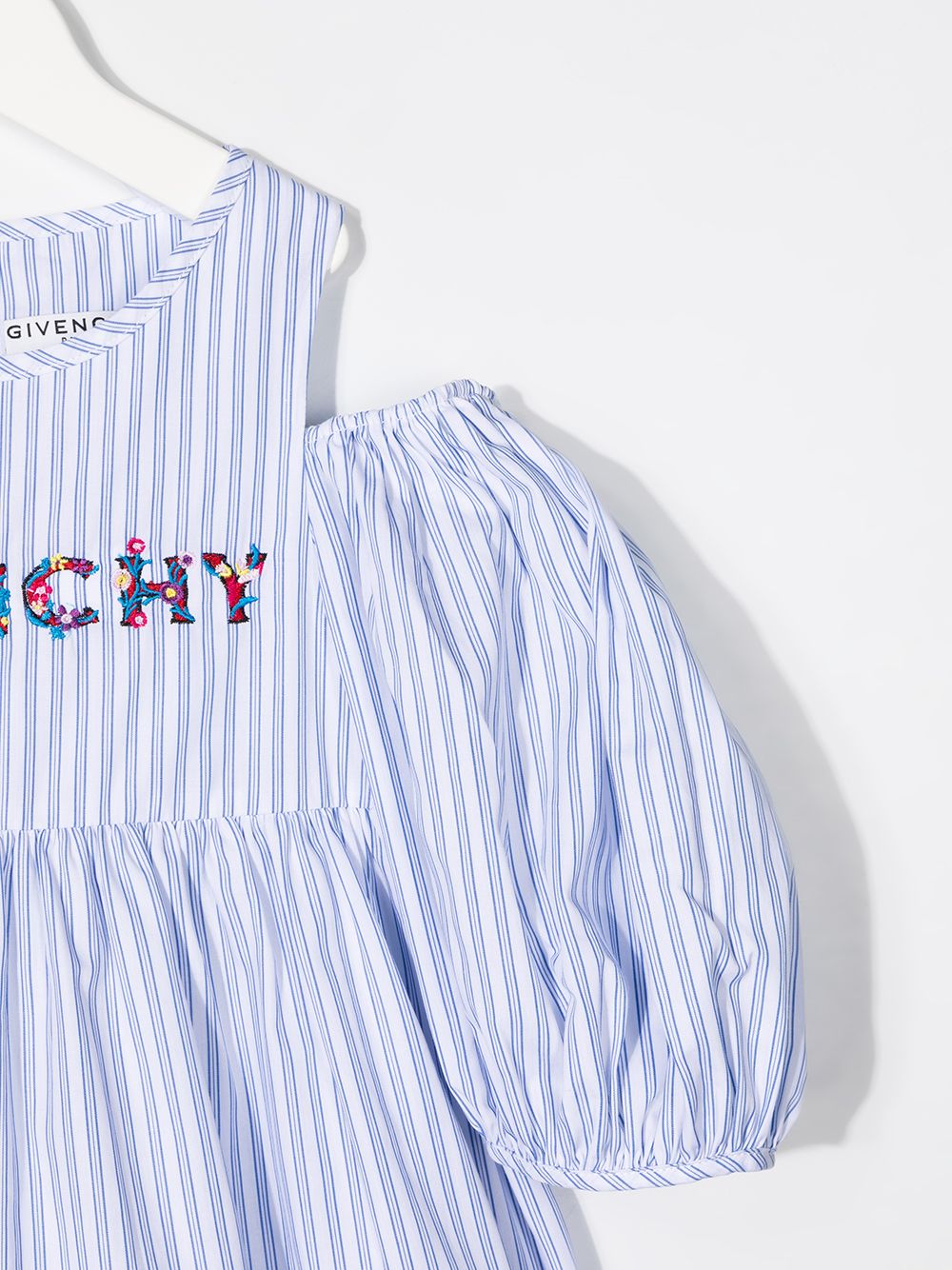 фото Givenchy kids платье в полоску с открытыми плечами