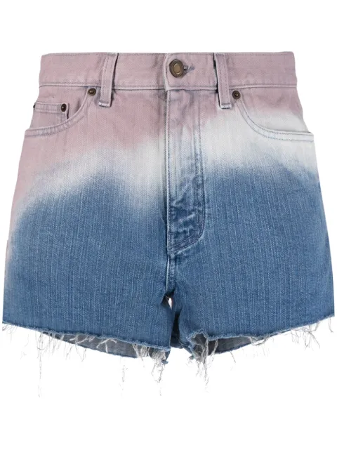 Saint Laurent shorts de mezclilla con efecto sombreado