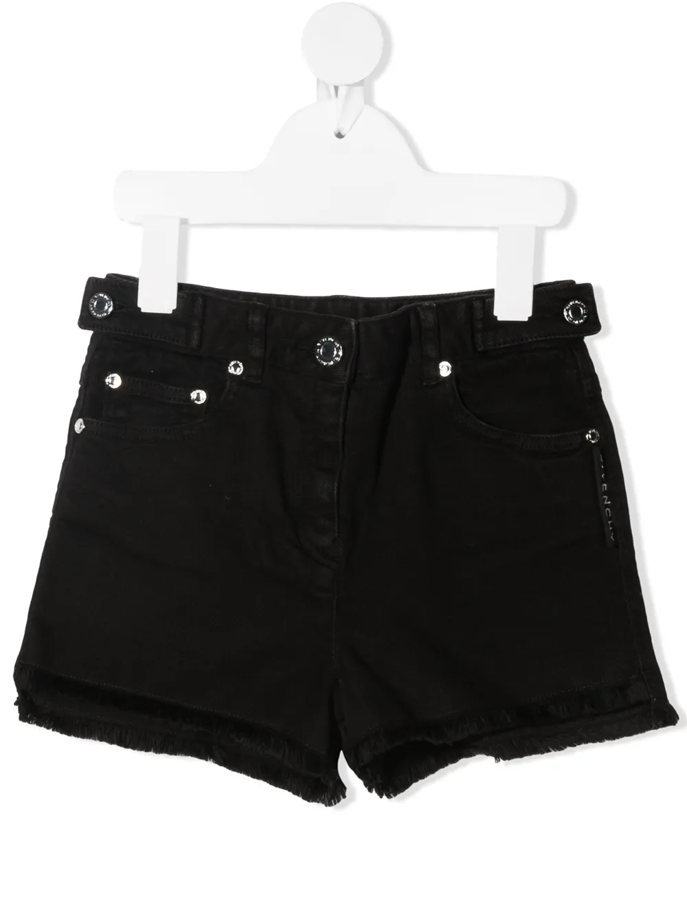 

Givenchy Kids logo band denim shorts - Black