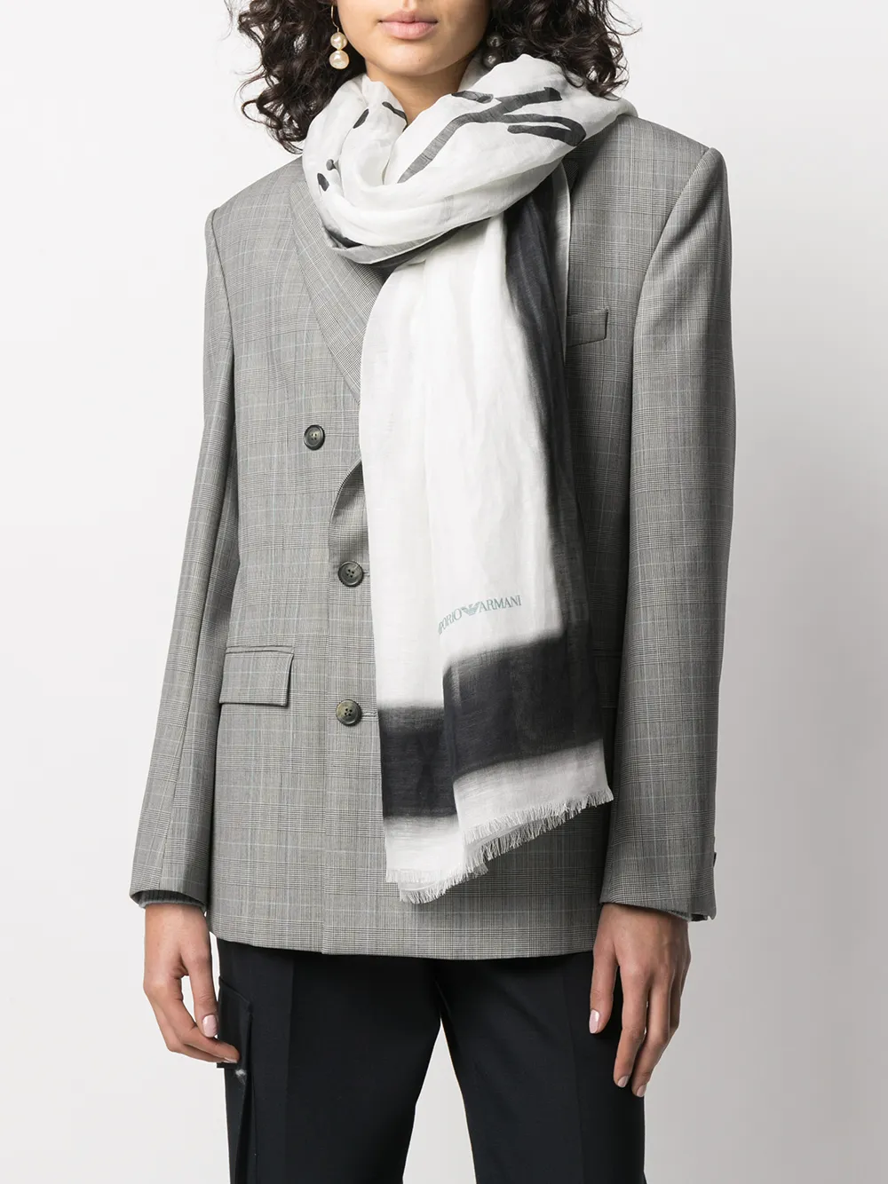 Image 2 of Emporio Armani graffiti logo print scarf