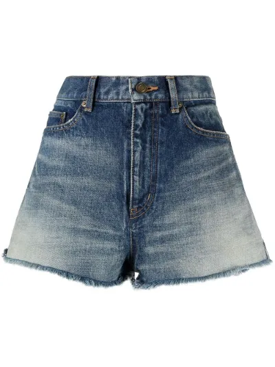 mid-rise raw-hem denim shorts | Saint 