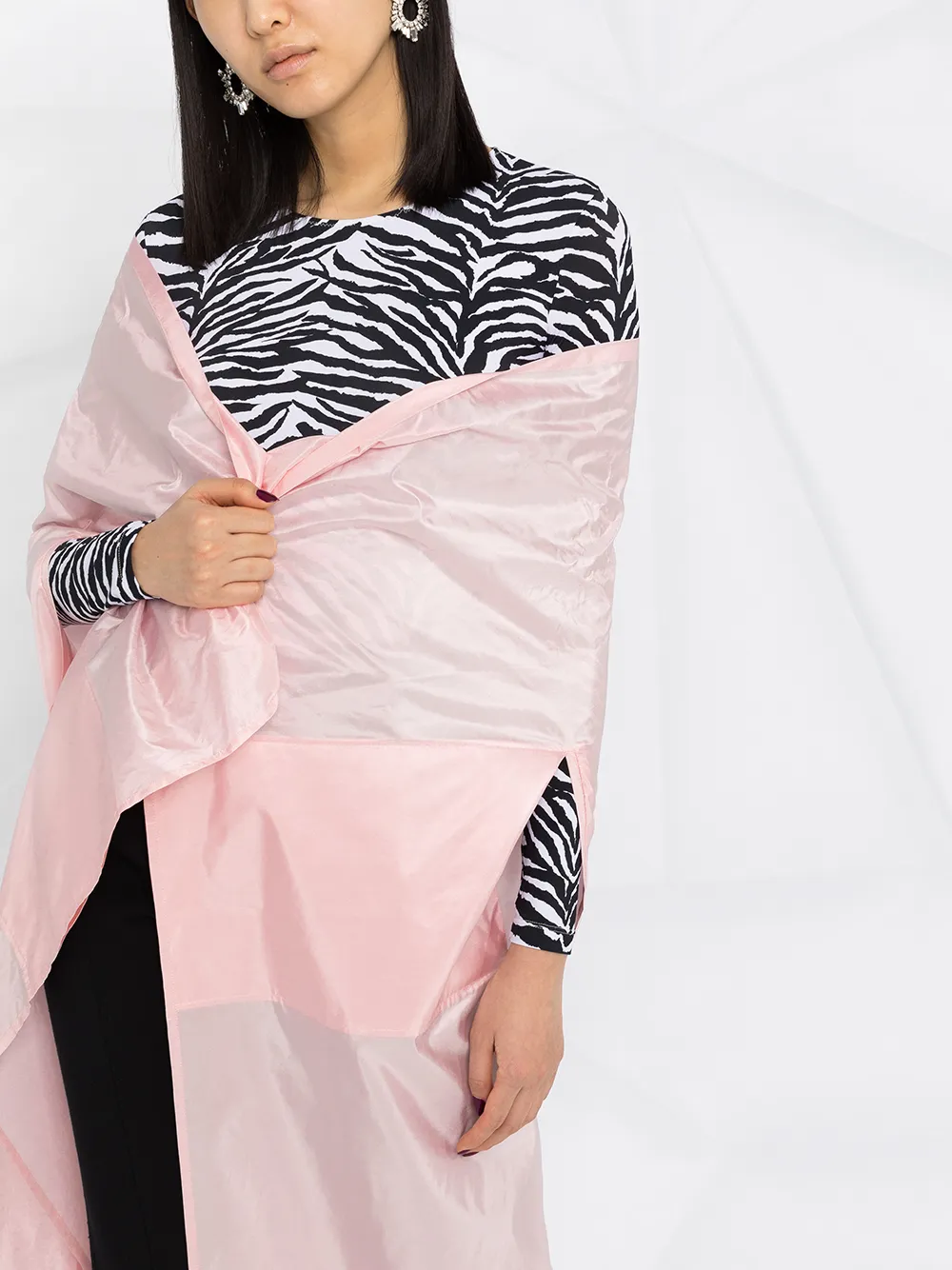 Prada Packable Silk Cape In Pink