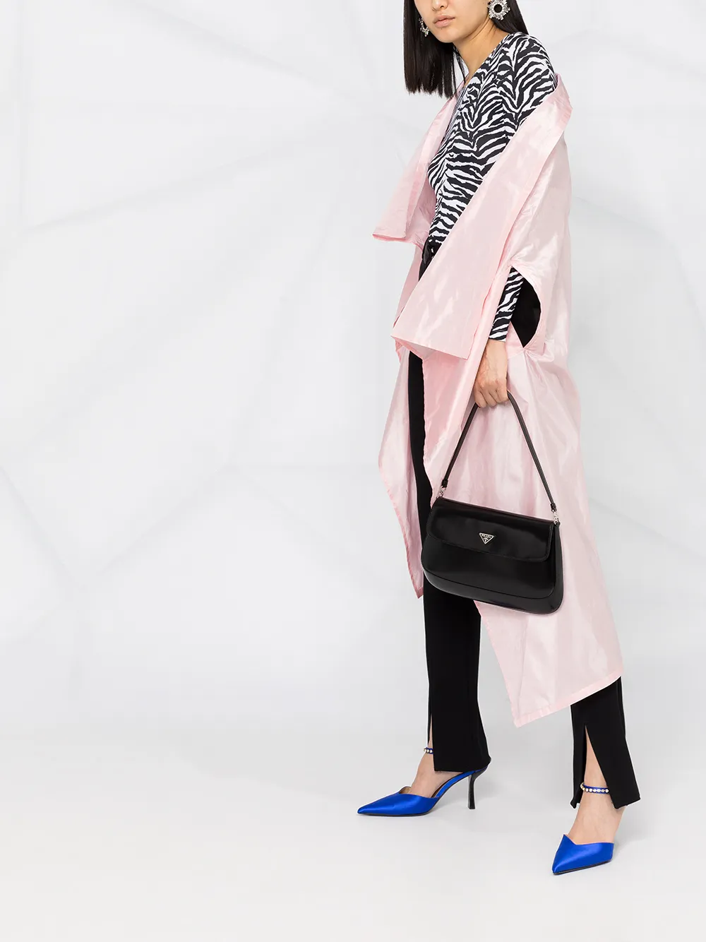Prada Packable Silk Cape In Pink