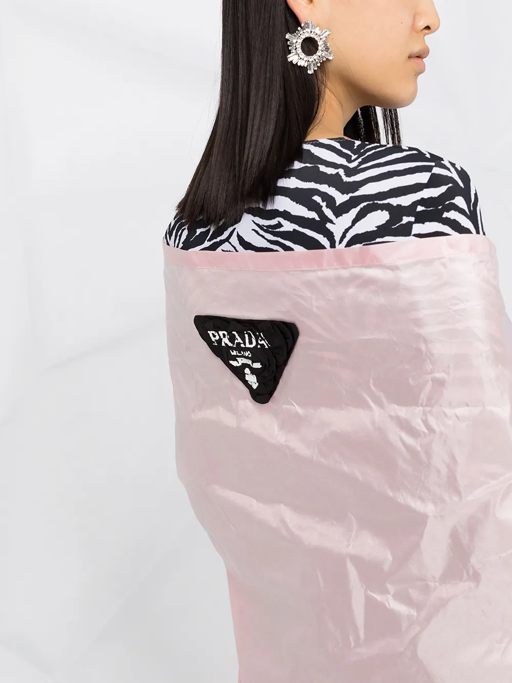 Prada Packable Silk Cape In Pink
