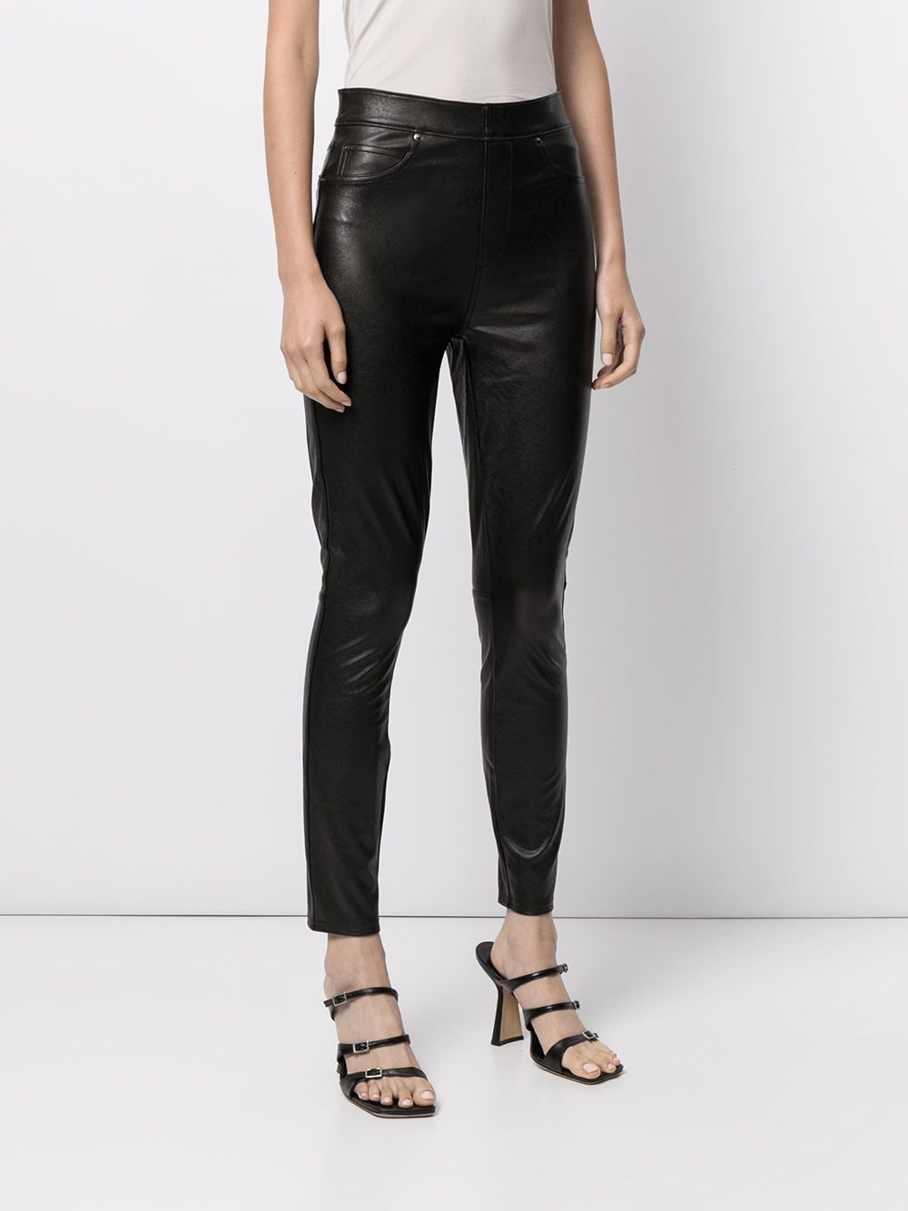 Shop Spanx Like Leather High-rise Skinny Pants In Schwarz