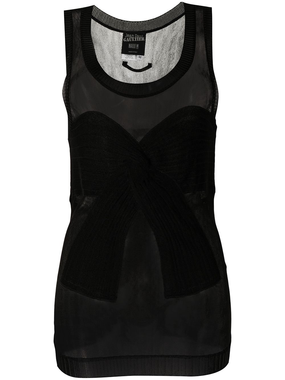 Pre-owned Jean Paul Gaultier Sheer Panel Sleeveless Top In Black