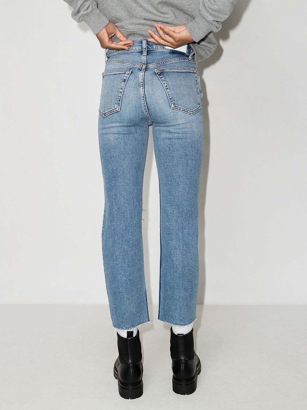 Shop Re/done Stove Pipe High-waisted Jeans In Blue