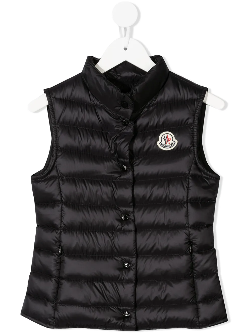 

Moncler Enfant chaleco capitonado con parche del logo - Negro