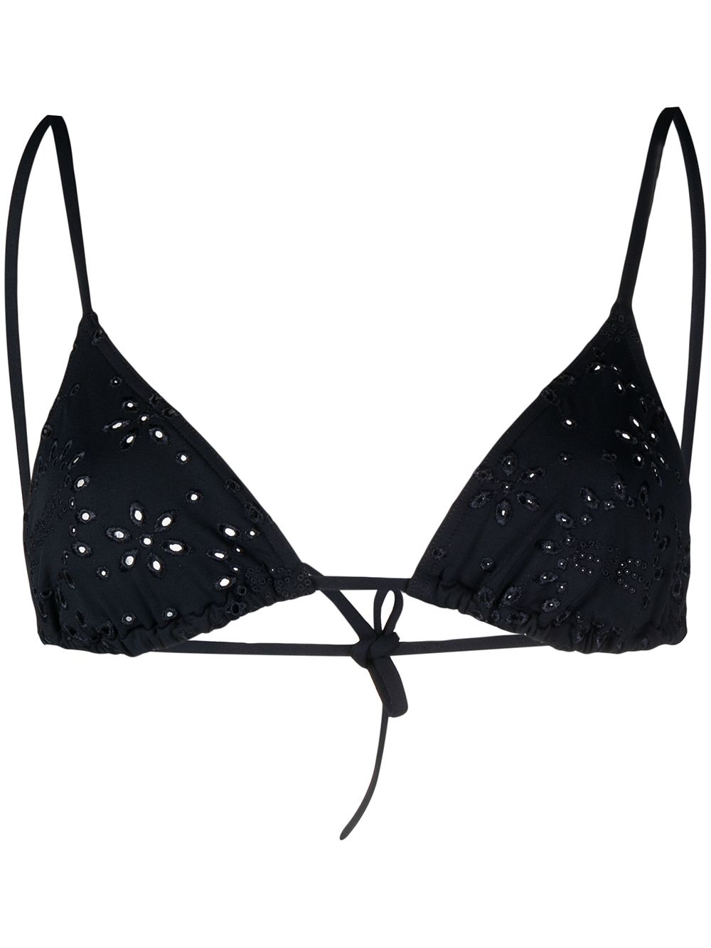 Eres Misses Floral-embroidered Bikini Top In Black | ModeSens