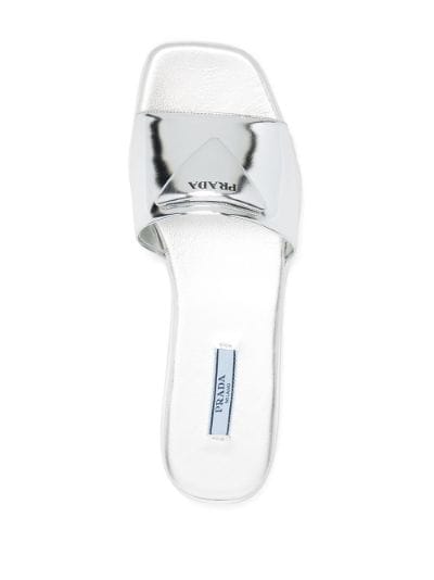 prada silver flat sandals